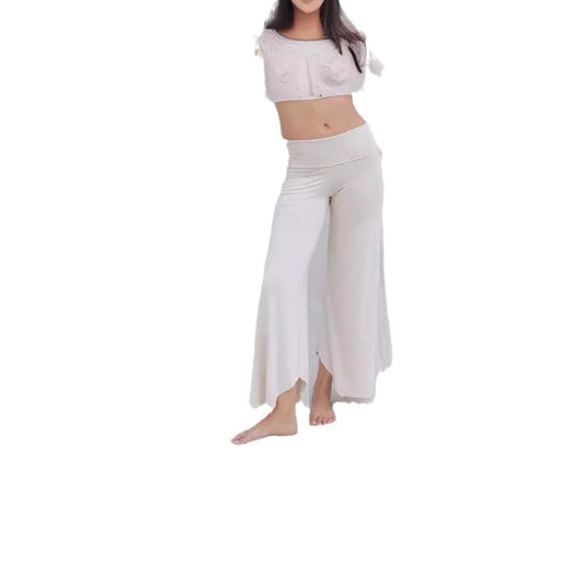 High Waist Irregular Casual Pants Yoga Cropped Pants
